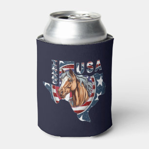 Texas State Outline USA Horse Can Cooler
