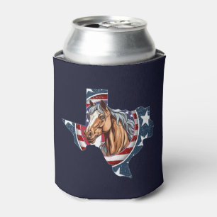 Texas State Outline USA Horse Can Cooler