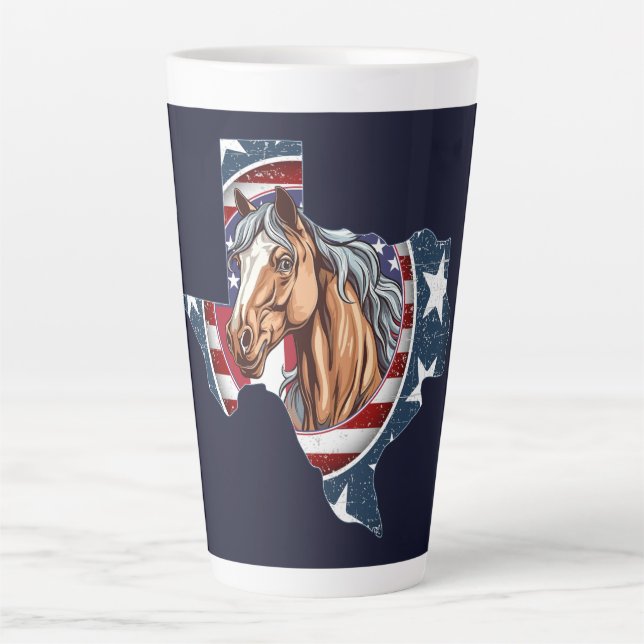 Texas State Outline USA Horse Latte Mug (Front)