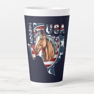 Texas State Outline USA Horse Latte Mug