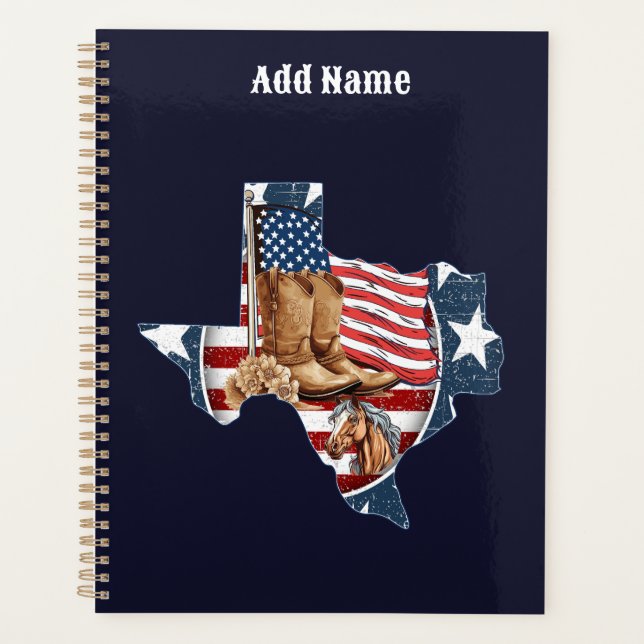 Texas State Outline USA Horse Planner (Front)