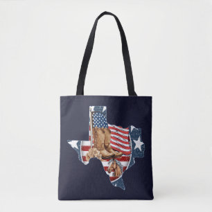 Texas State Outline USA Horse Tote Bag