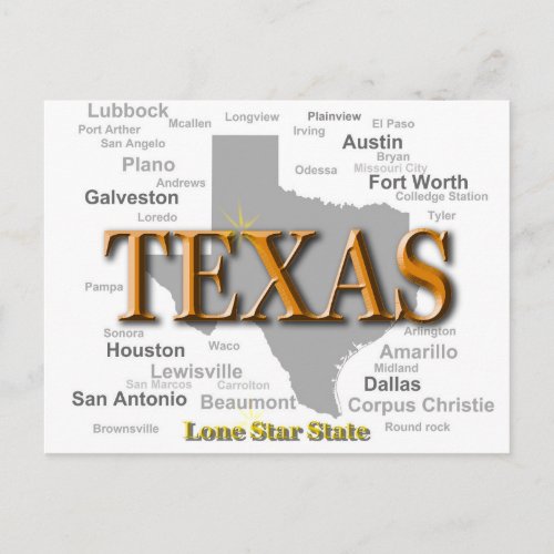 Texas State Pride Map Silhouette Postcard