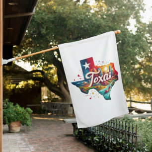 Texas state retro patriotic American map July 4th House Flag