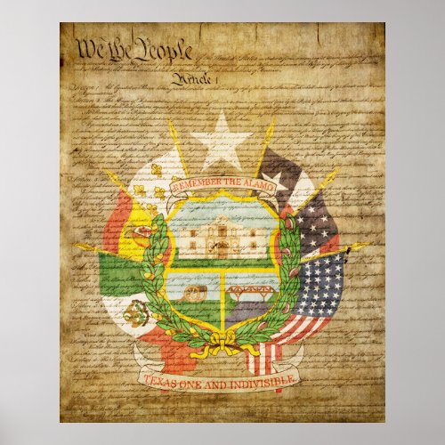 Texas State Seal Reverse Poster