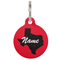 Texas state silhouette pet tag for large dog &amp; cat