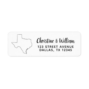 Texas State   Simple Modern Black Calligraphy Label