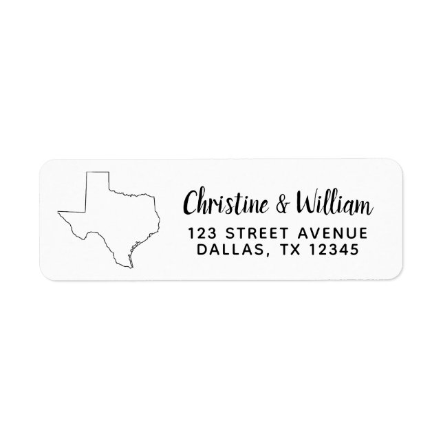 Texas State | Simple Modern Black Calligraphy Label (Front)