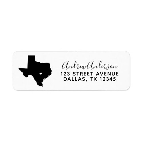 Texas State  Simple Modern Black Calligraphy Label