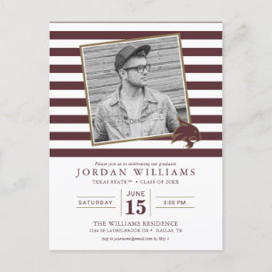 Texas State Striped Graduation Announcement Postcard