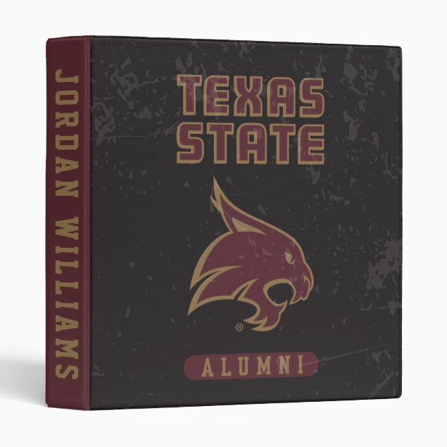 Texas State Supercat Alumni Distressed 3 Ring Binder (Front/Spine)