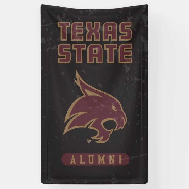 Texas State Supercat Alumni Distressed Banner (Vertical)