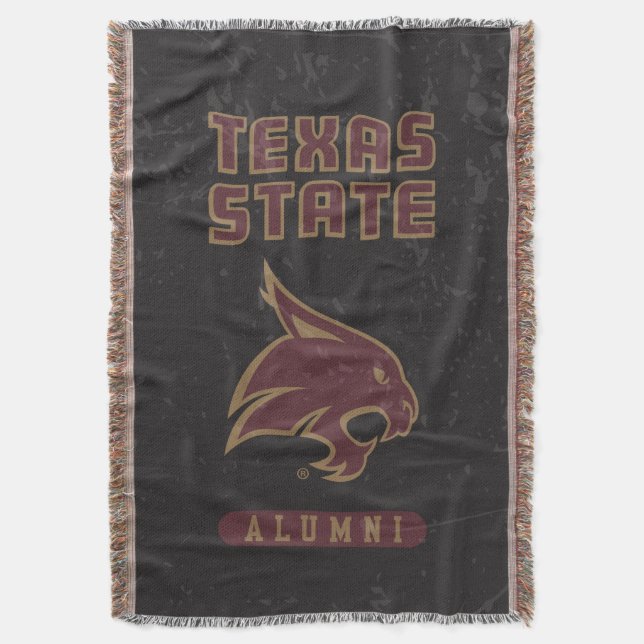 Texas State Supercat Alumni Distressed Throw Blanket (Front Vertical)