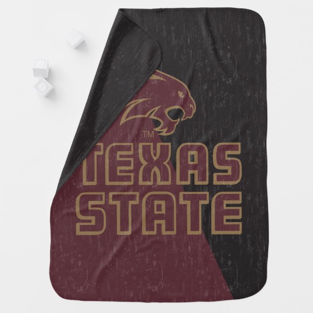 Texas State Supercat Color Block Distressed Baby Blanket (In Situ)