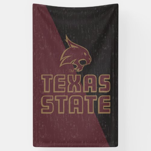 Texas State Supercat Color Block Distressed Banner