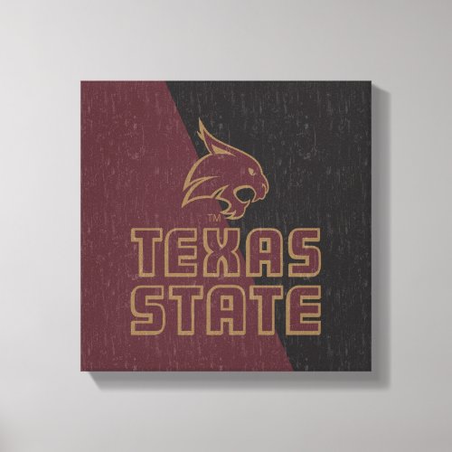 Texas State Supercat Color Block Distressed Canvas Print