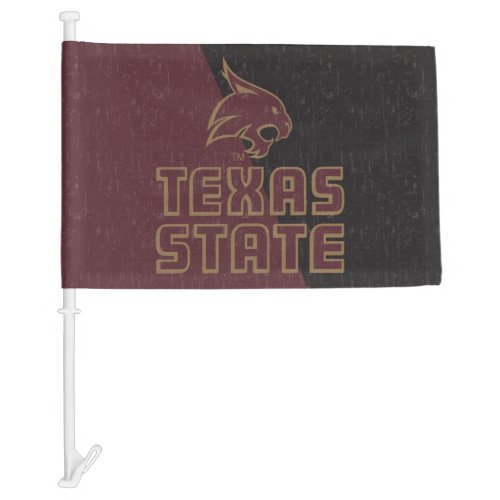 Texas State Supercat Color Block Distressed Car Flag