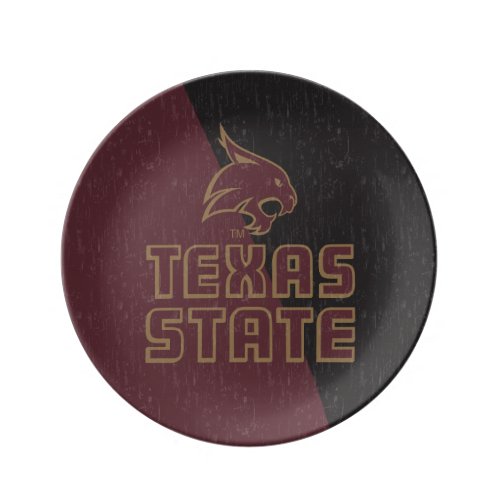 Texas State Supercat Color Block Distressed Dinner Plate