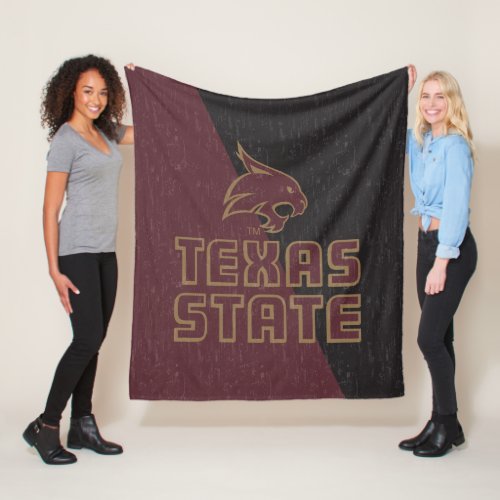 Texas State Supercat Color Block Distressed Fleece Blanket
