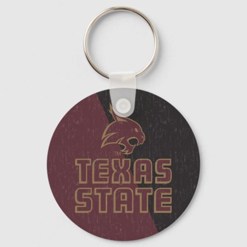 Texas State Supercat Color Block Distressed Keychain