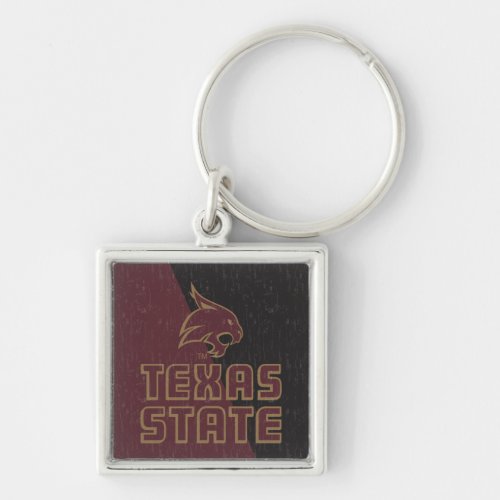 Texas State Supercat Color Block Distressed Keychain