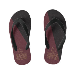 Texas State Supercat Color Block Distressed Kid's Flip Flops