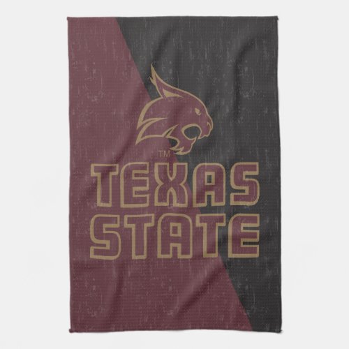 Texas State Supercat Color Block Distressed Kitchen Towel