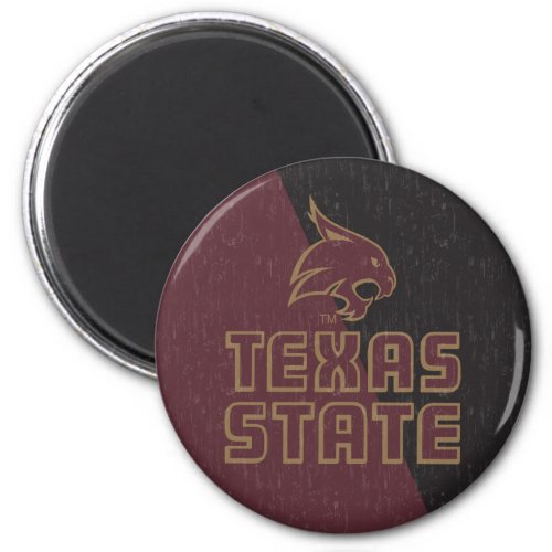 Texas State Supercat Color Block Distressed Magnet