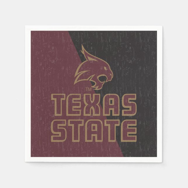 Texas State Supercat Color Block Distressed Napkins (Front)