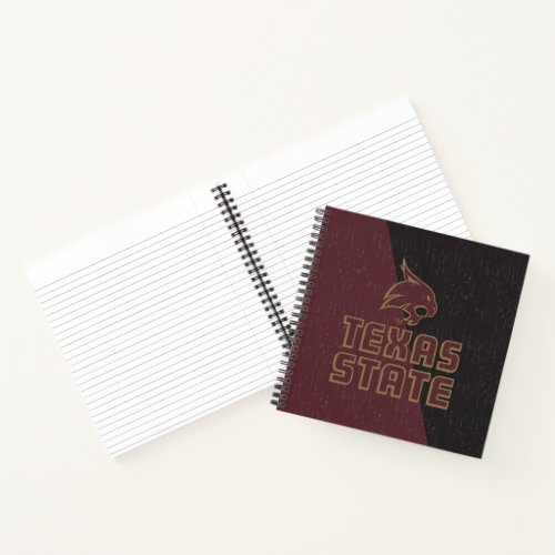 Texas State Supercat Color Block Distressed Notebook