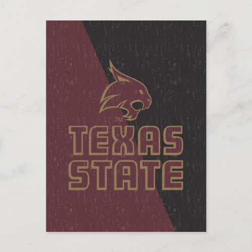 Texas State Supercat Color Block Distressed Postcard