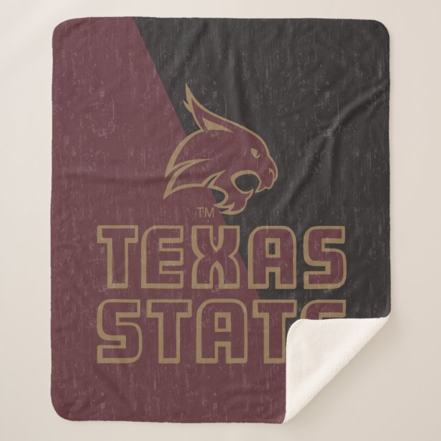 Texas State Supercat Color Block Distressed Sherpa Blanket (Front)