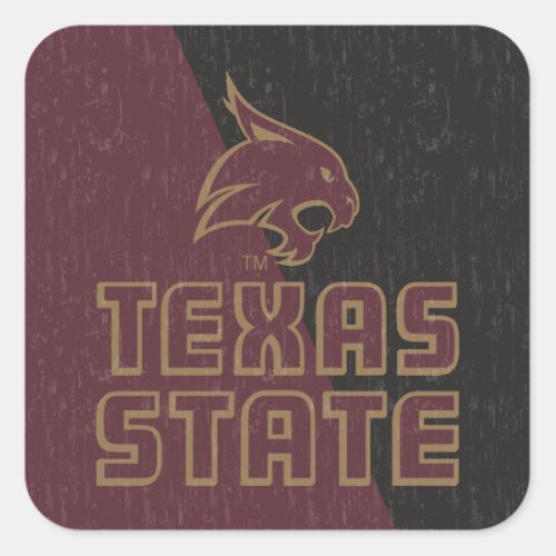 Texas State Supercat Color Block Distressed Square Sticker