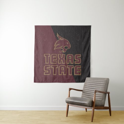 Texas State Supercat Color Block Distressed Tapestry