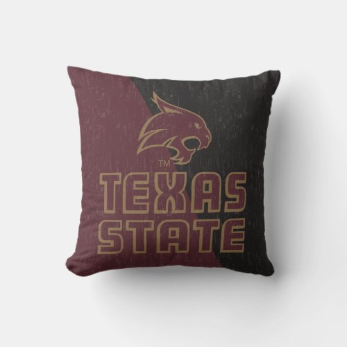 Texas State Supercat Color Block Distressed Throw Pillow