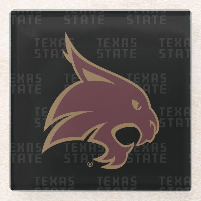 Texas State Supercat Watermark Glass Coaster (Front)