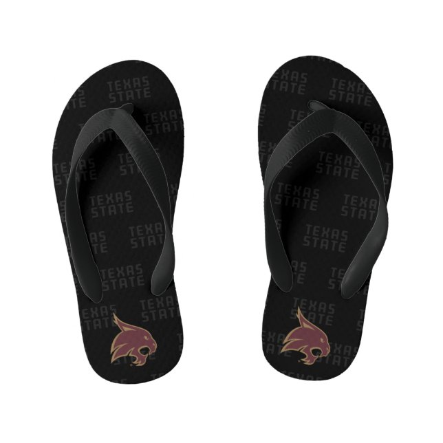 Texas State Supercat Watermark Kid's Flip Flops (Footbed)