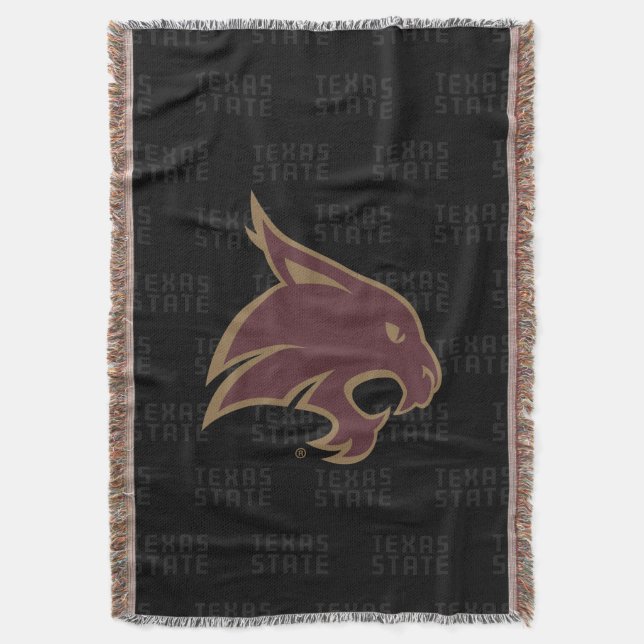 Texas State Supercat Watermark Throw Blanket (Front Vertical)