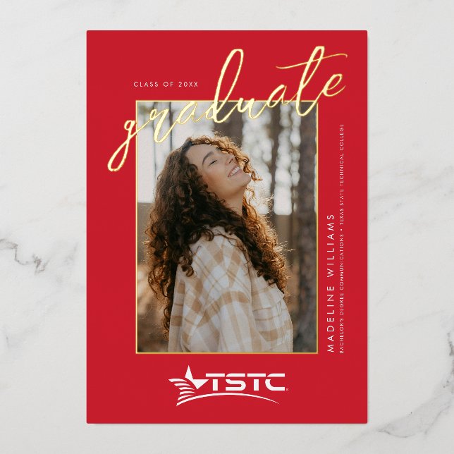 Texas State Technical College Graduation Foil Invitation (Front)