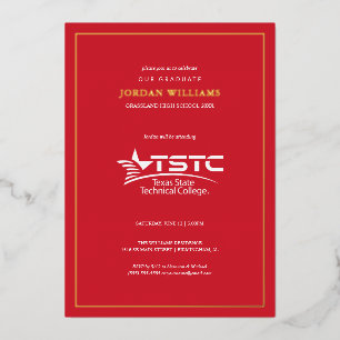 Texas State Technical College Graduation Foil Invitation