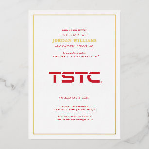 Texas State Technical College Graduation Foil Invitation