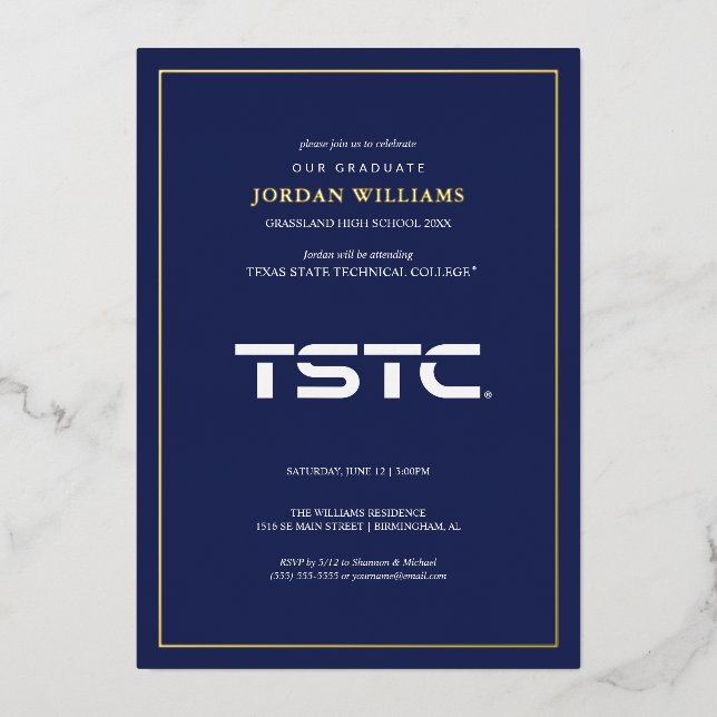 Texas State Technical College Graduation Foil Invitation (Front)