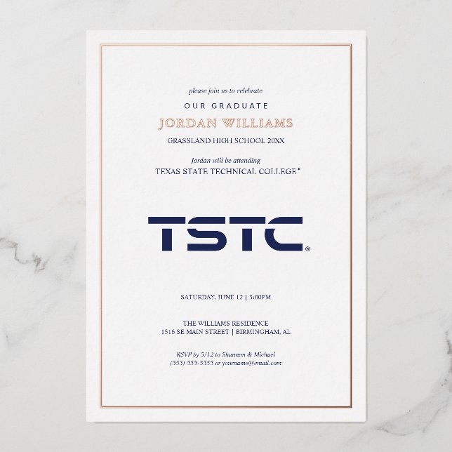Texas State Technical College Graduation Foil Invitation (Front)