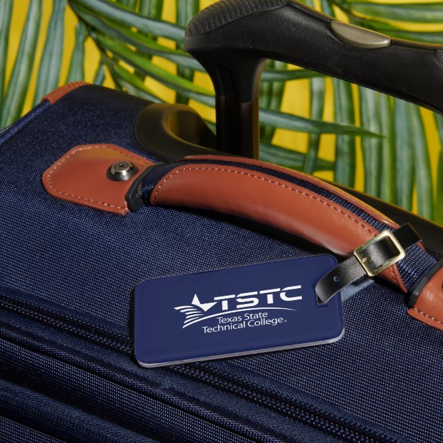 Texas State Technical College Logo Luggage Tag (Front Insitu 3)