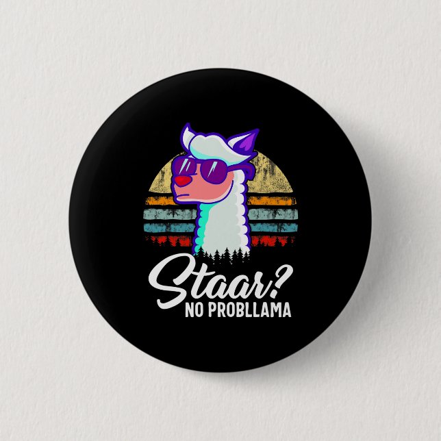 Texas State Test Day Llama Alpaca For Students  Button (Front)