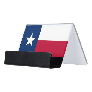 Texas State & Texas Flag / USA Desk Business Card Holder