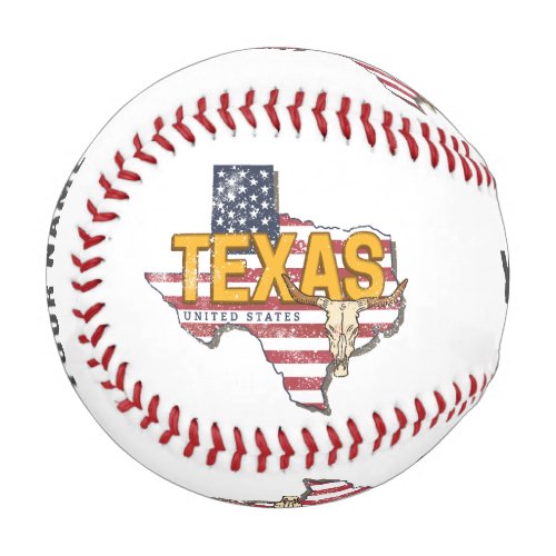 Texas State United States Retro Map Vintage USA Baseball
