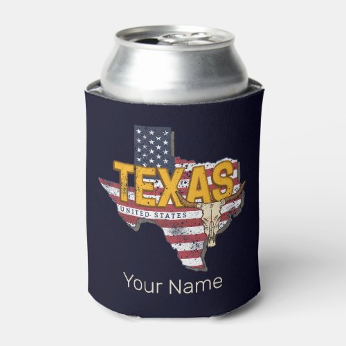 Texas State United States Retro Map Vintage USA Can Cooler