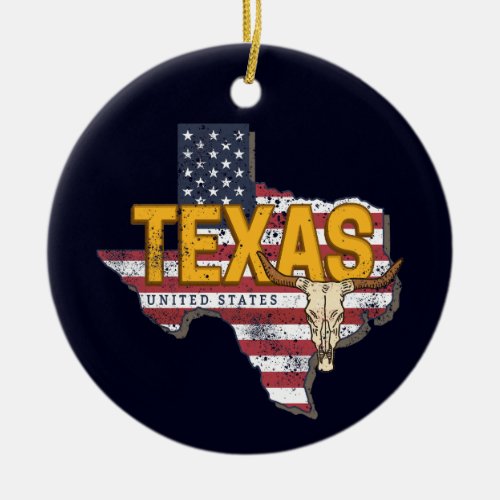 Texas State United States Retro Map Vintage USA Ceramic Ornament