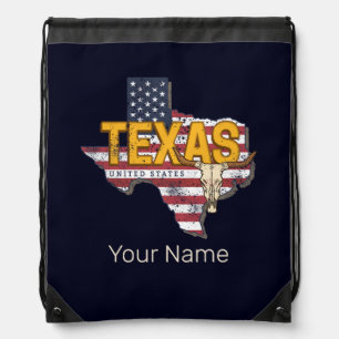 Texas State United States Retro Map Vintage USA Drawstring Bag